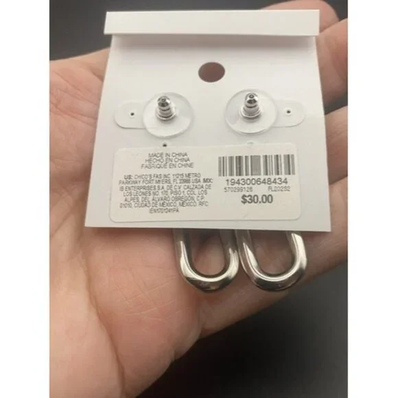 NWT  Earrings Lot 2 Pairs White House Black Market Silver Tone Dangle Retail $54 - Picture 6 of 7